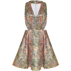 Alice + Olivia Varita Fit & Flare Metallic dress size 6